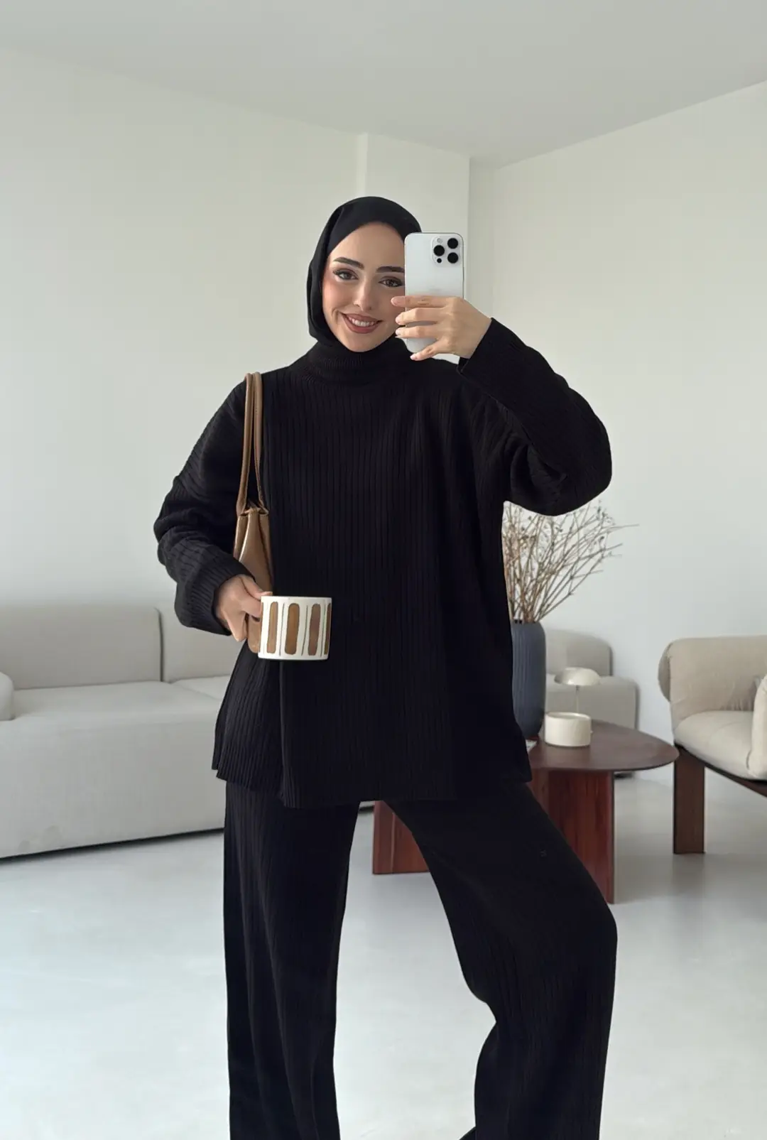 Balıkçı Yaka Triko Takım Siyah