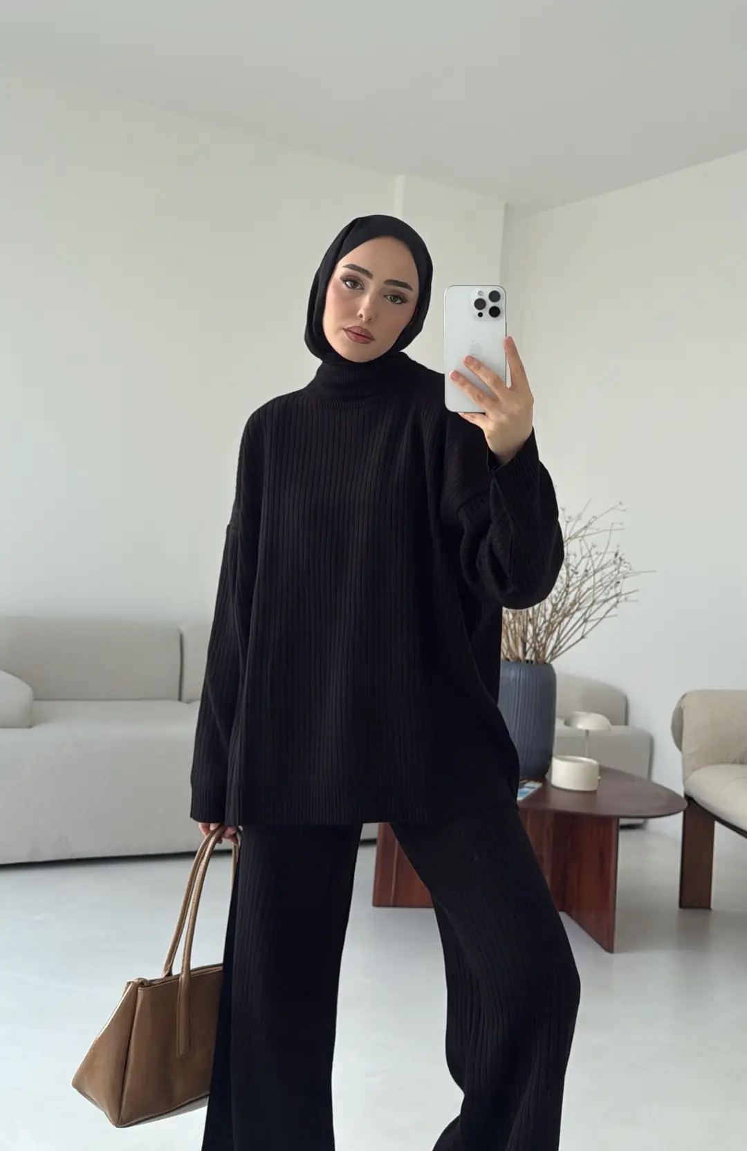 Balıkçı Yaka Triko Takım Siyah