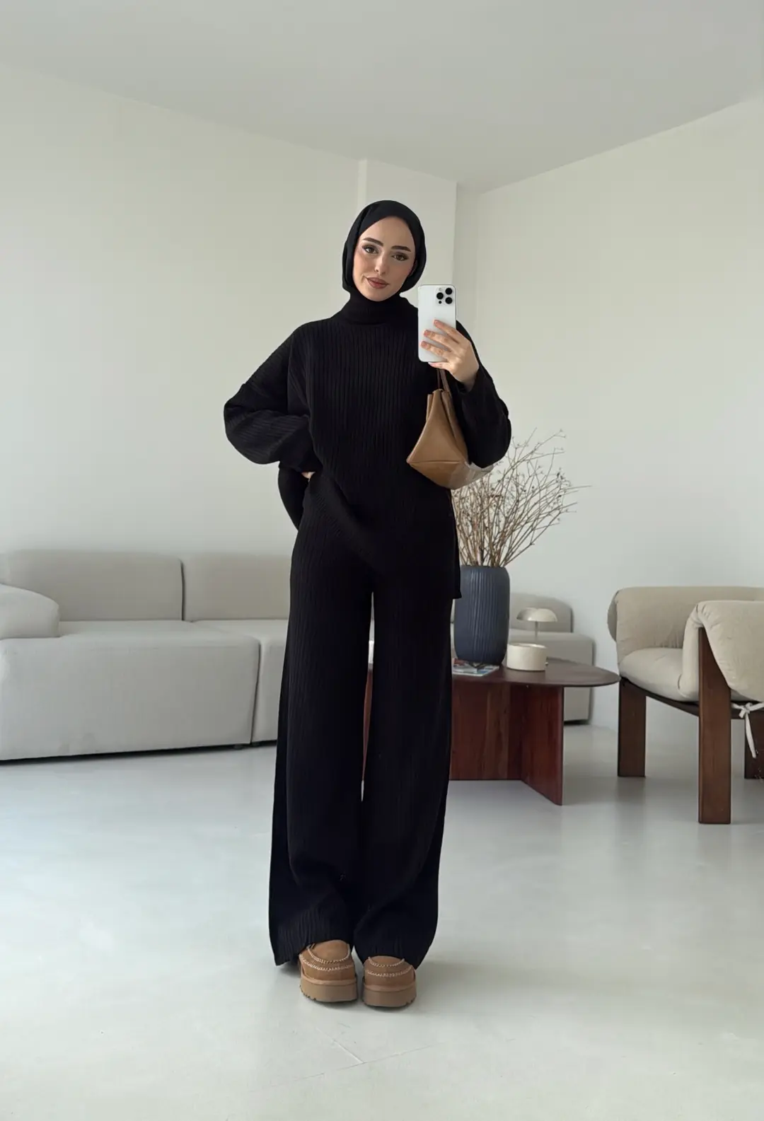Balıkçı Yaka Triko Takım Siyah