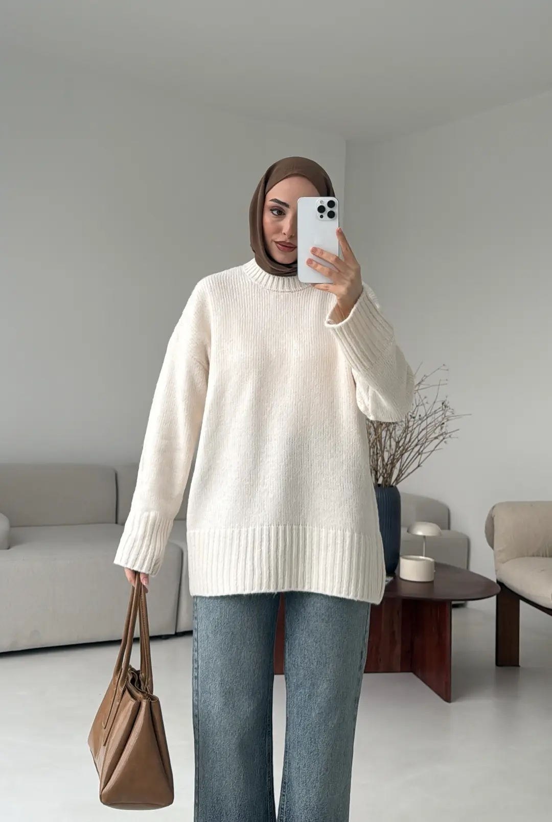 Oversize Soft Triko Kazak Ekru