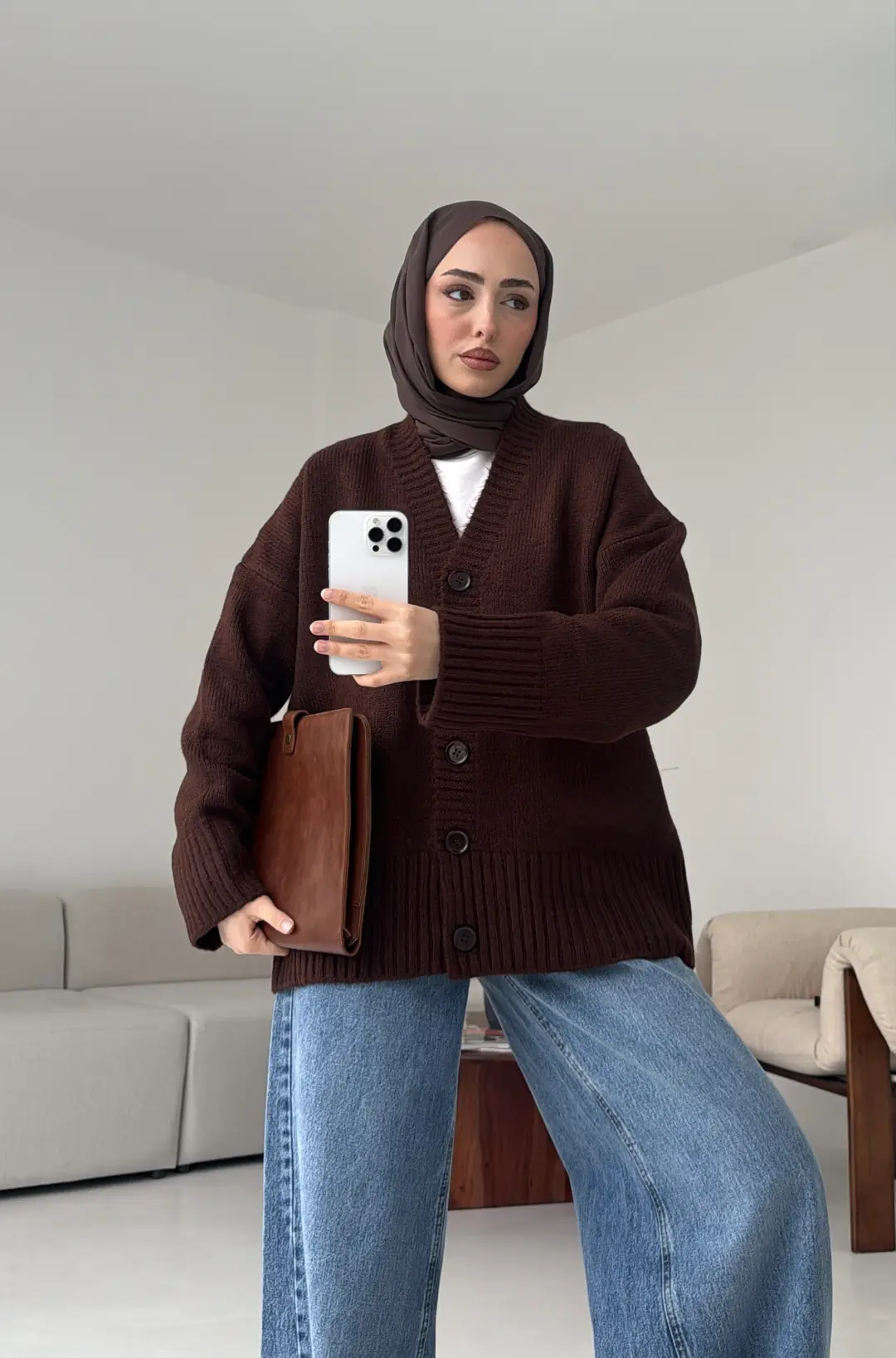 Örgü Hırka Kahve