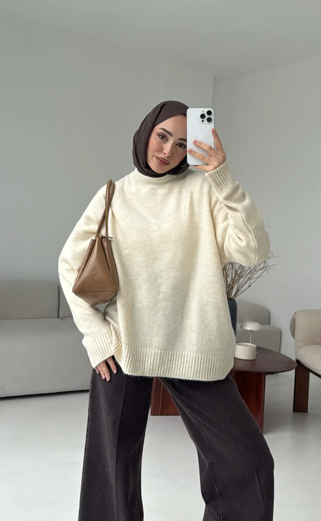 Reglan Kol Triko Kazak Krem