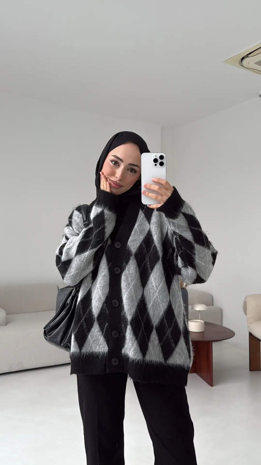 Kalın Hırka Siyah/Gri