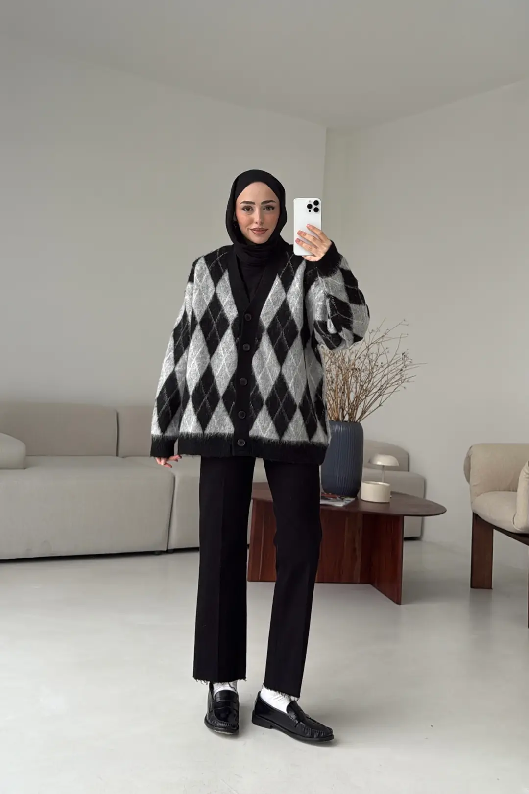 Kalın Hırka Siyah/Gri