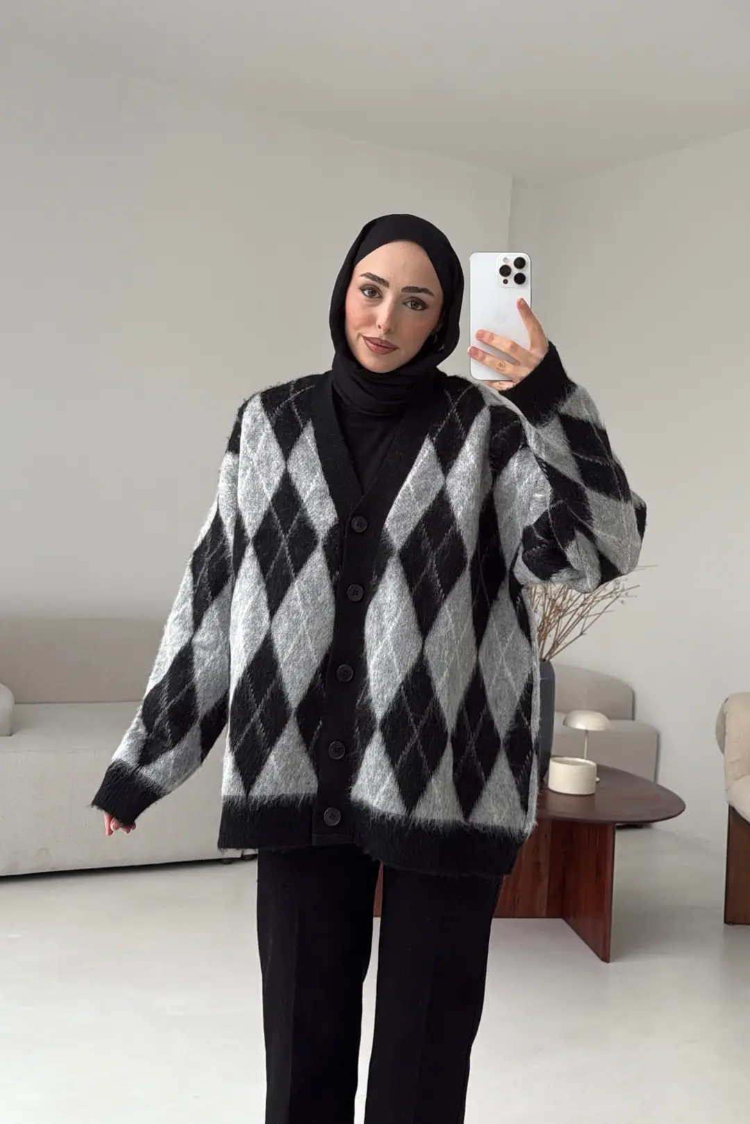 Kalın Hırka Siyah/Gri