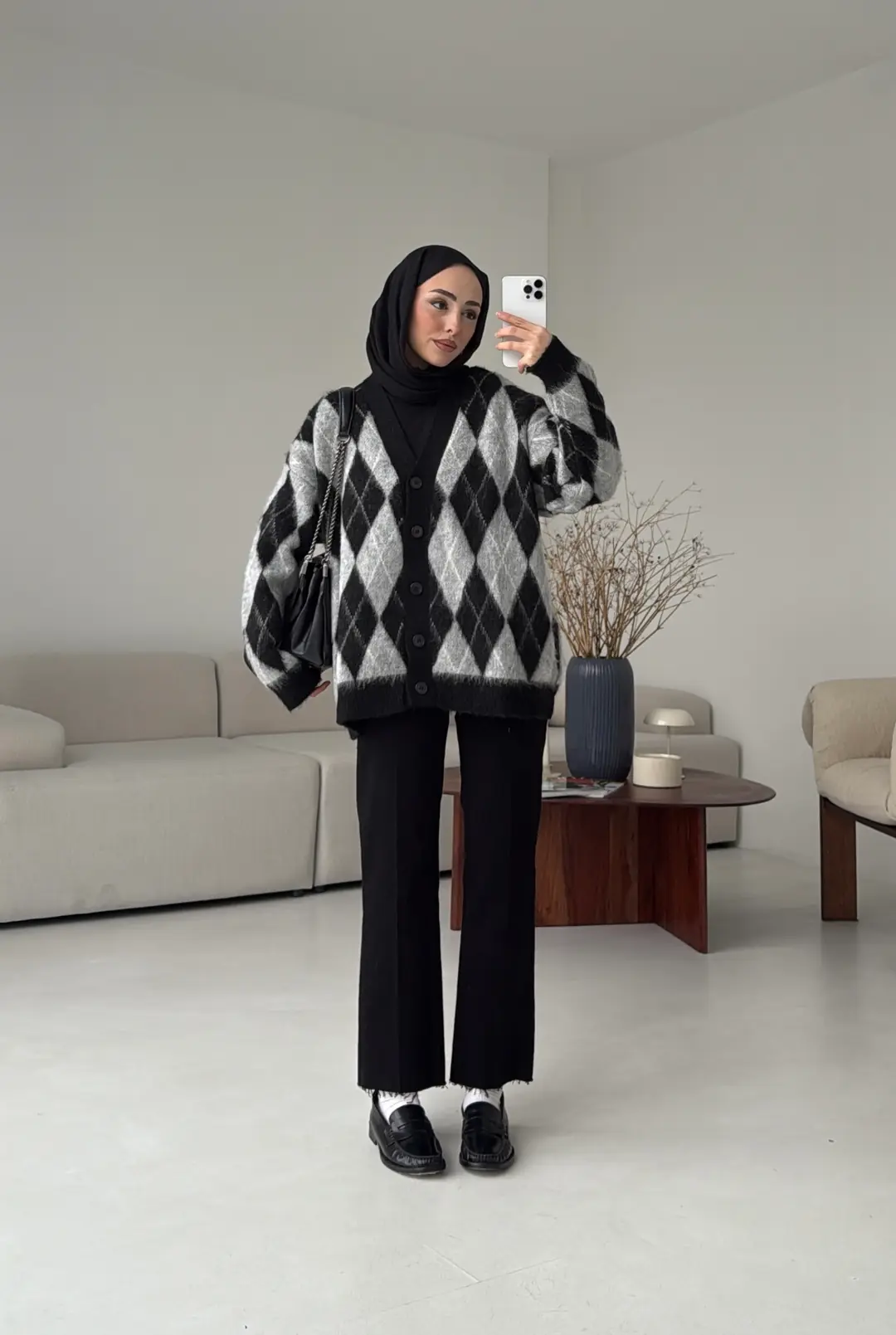 Kalın Hırka Siyah/Gri