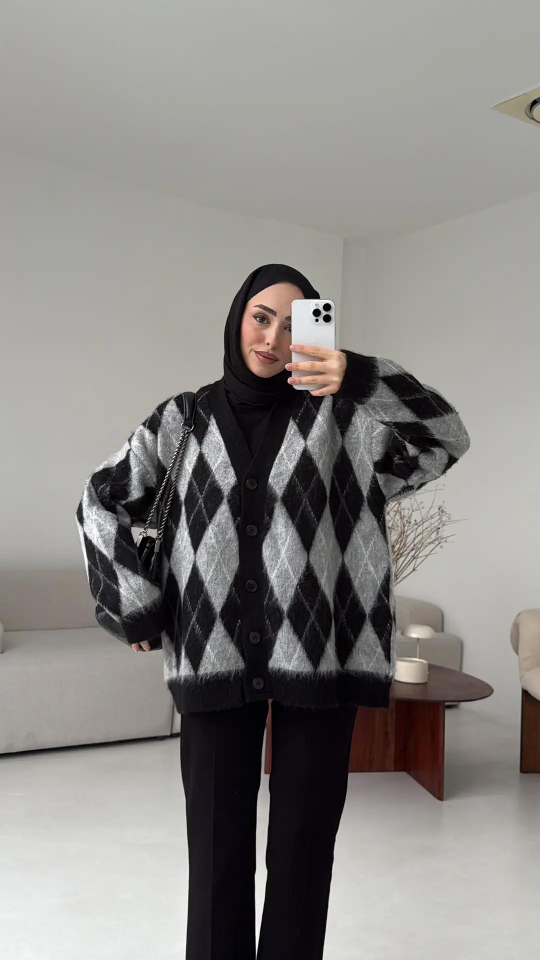 Kalın Hırka Siyah/Gri