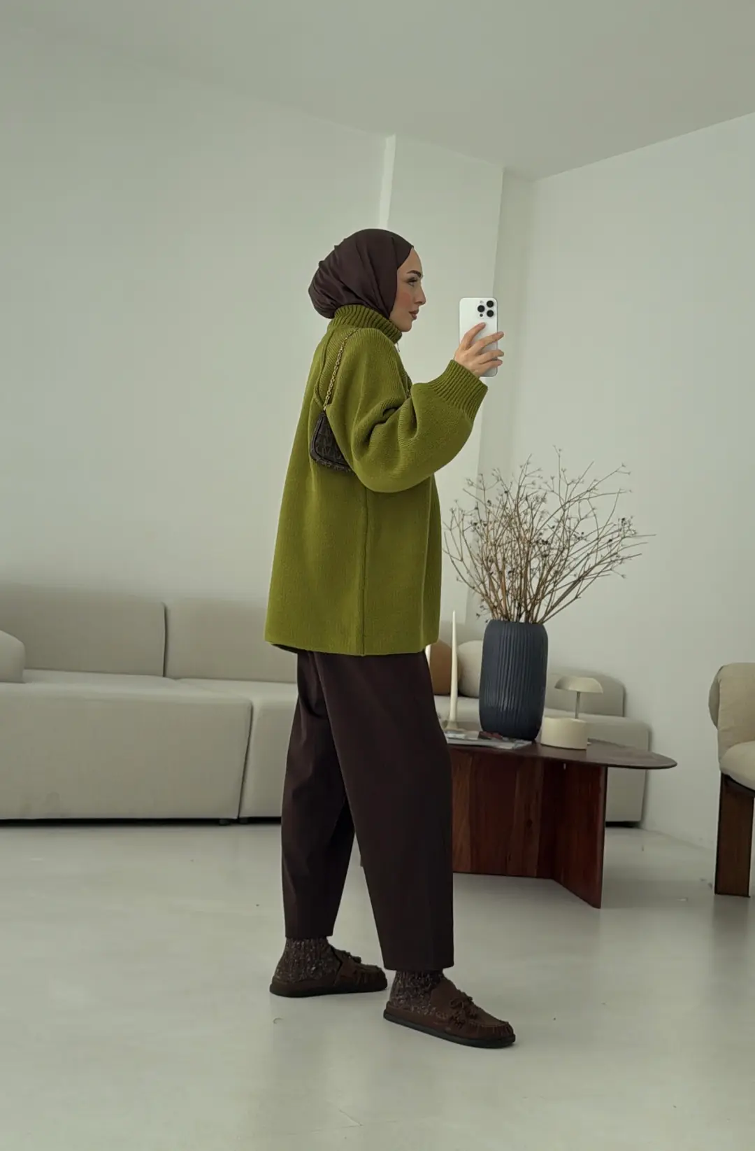 Çift Fermuarlı Hırka Yeşil