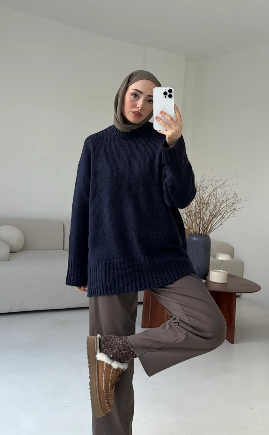 Oversize Soft Triko Kazak Lacivert