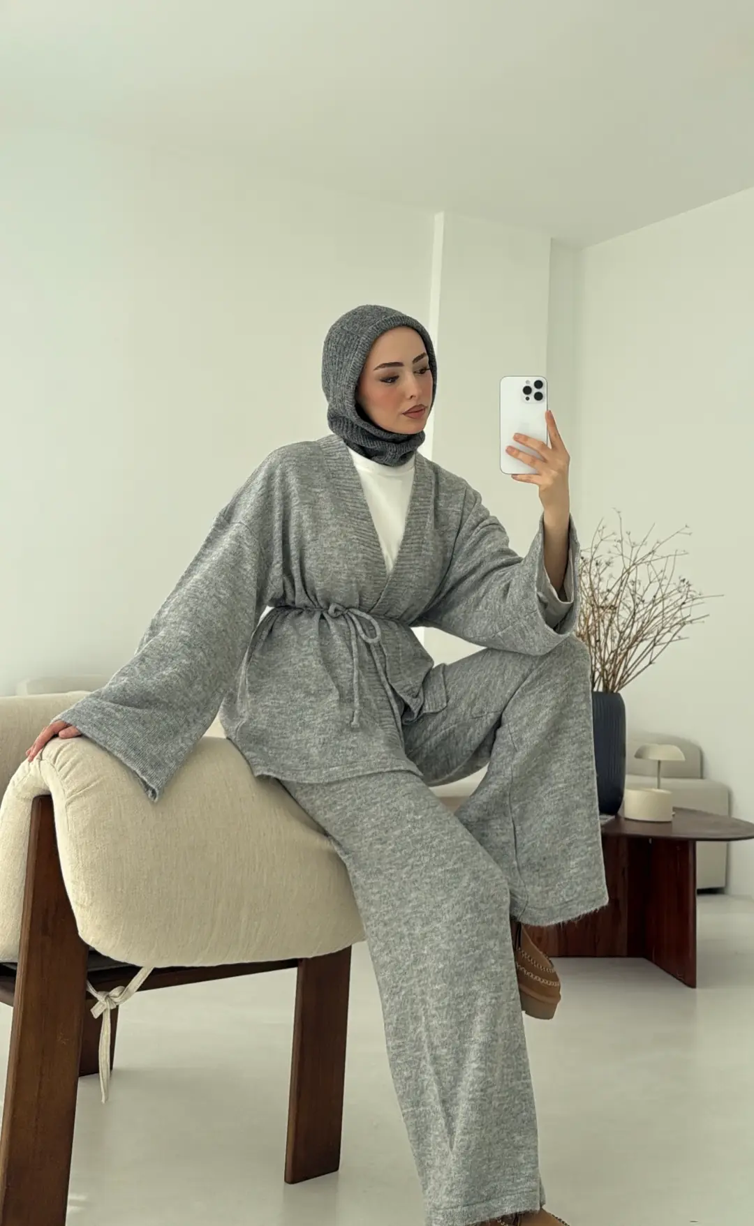 Kimonolu Triko Takım Gri
