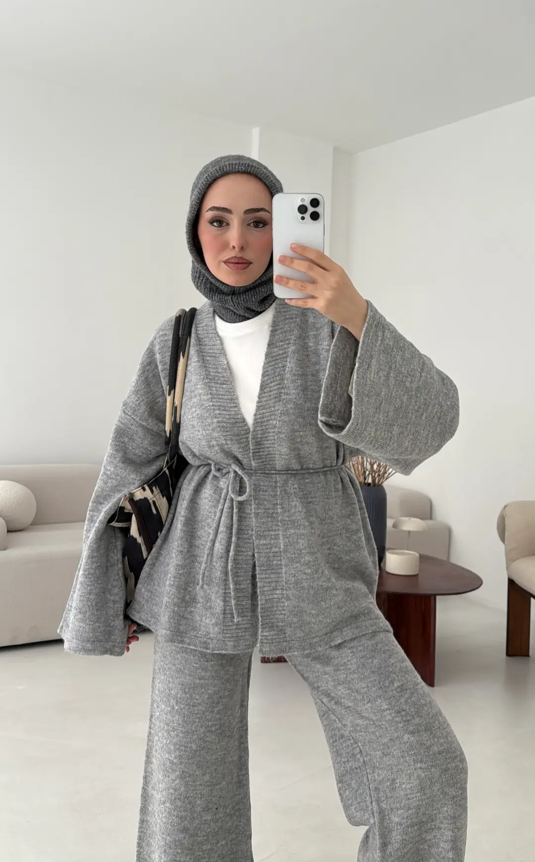 Kimonolu Triko Takım Gri