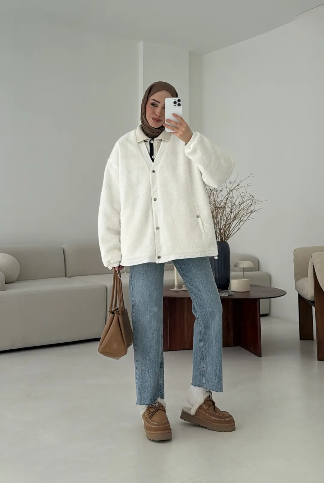 Buklet Bomber Ceket Beyaz