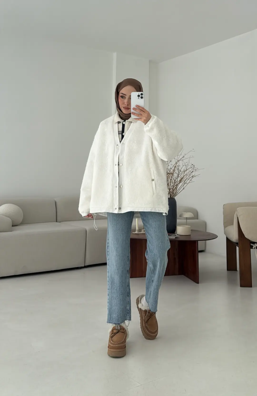 Buklet Bomber Ceket Beyaz