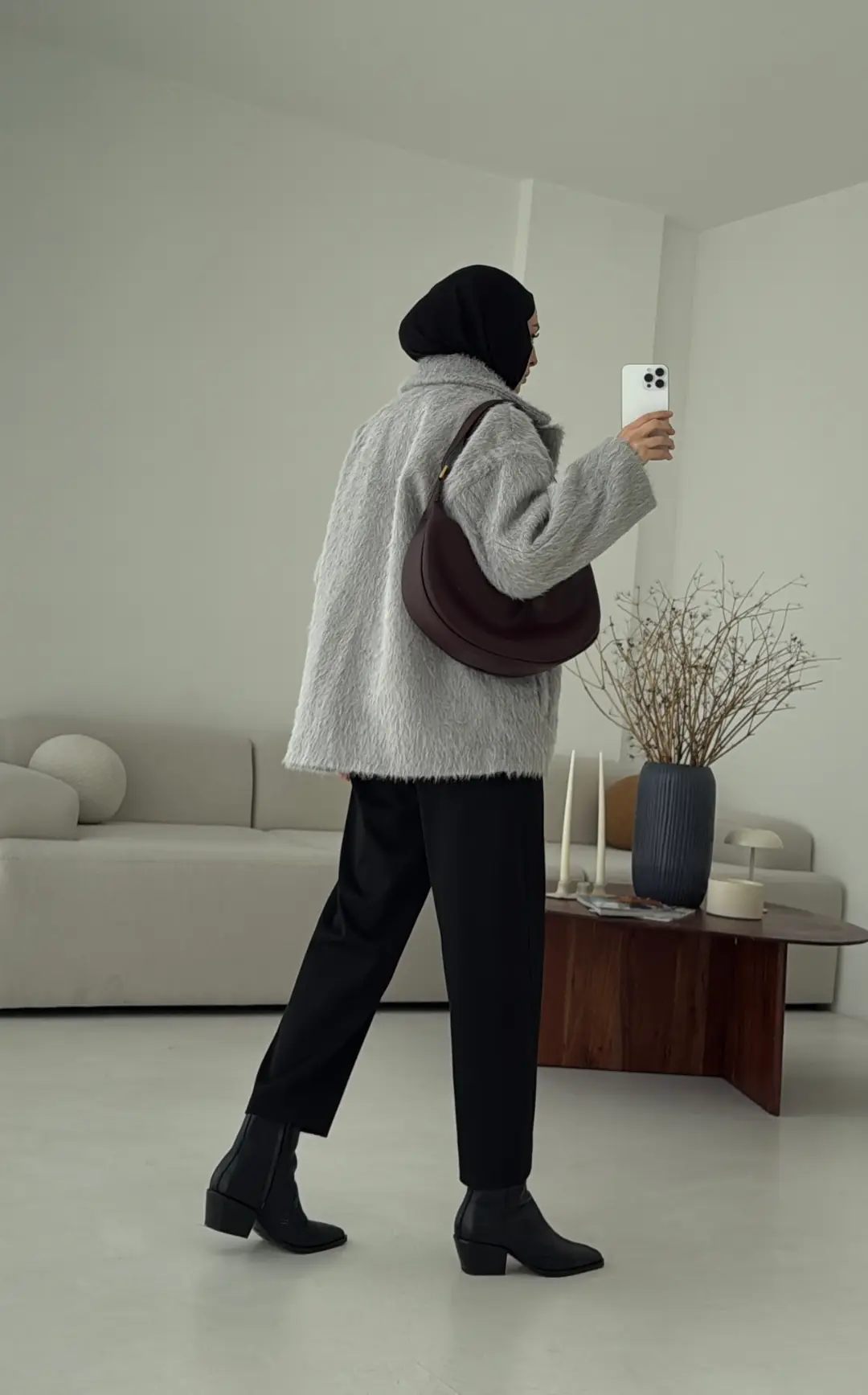 Maxmara Eldivenli Kaban Gri