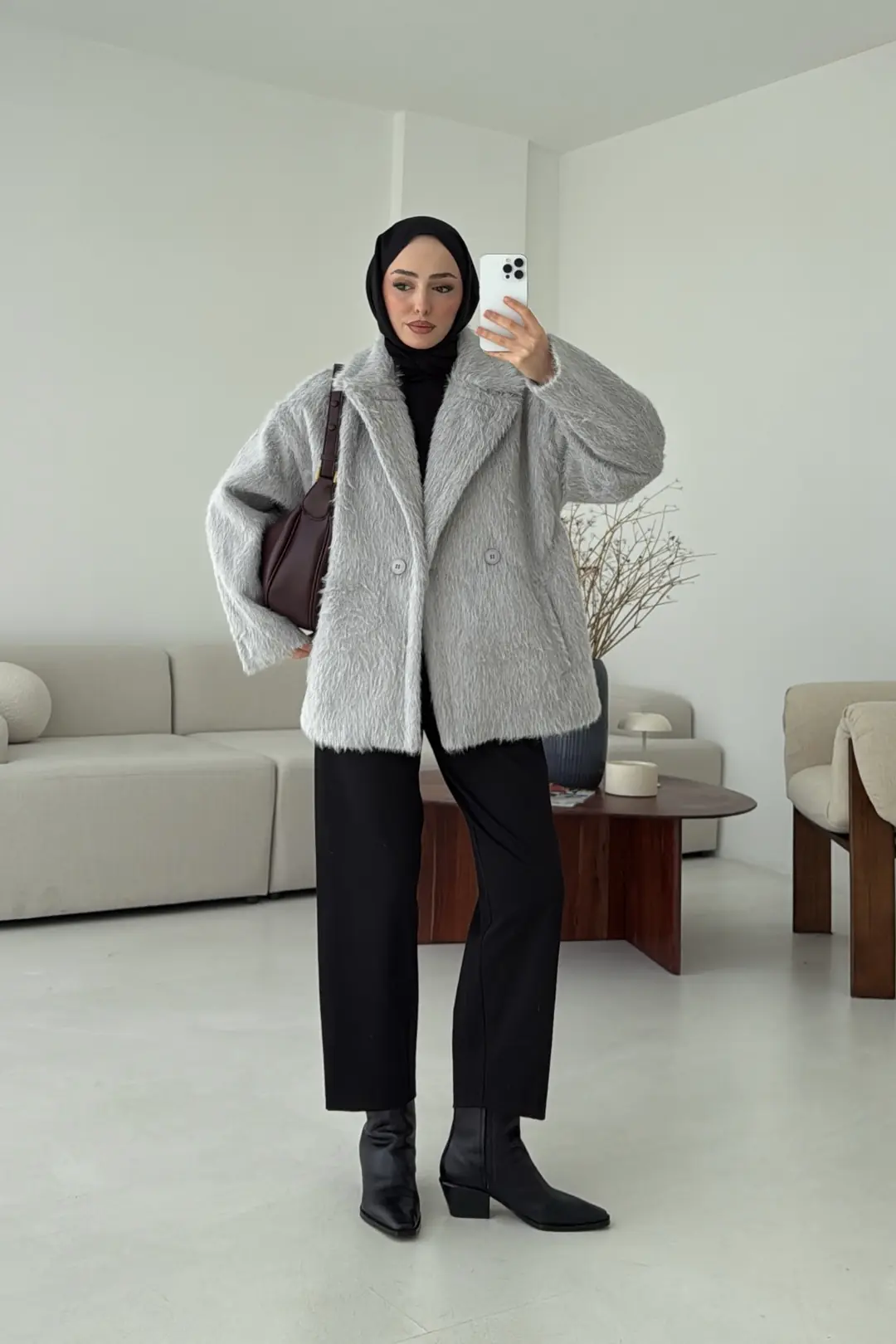 Maxmara Eldivenli Kaban Gri