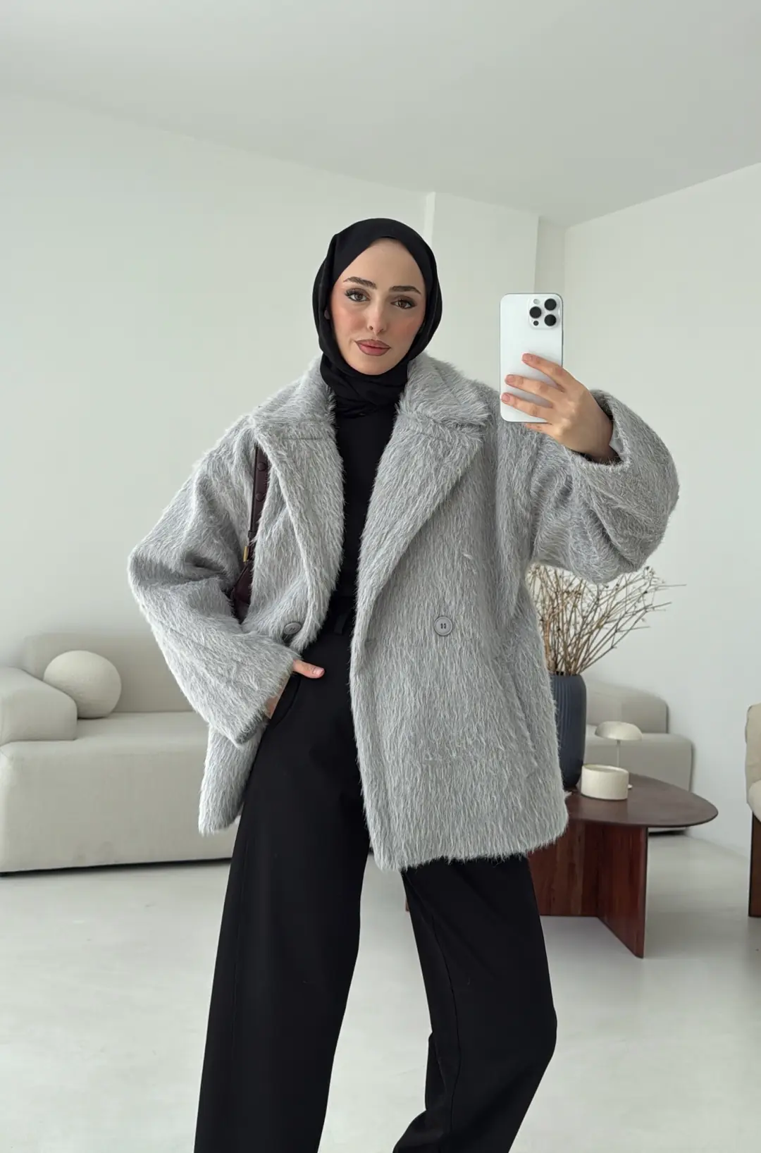 Maxmara Eldivenli Kaban Gri