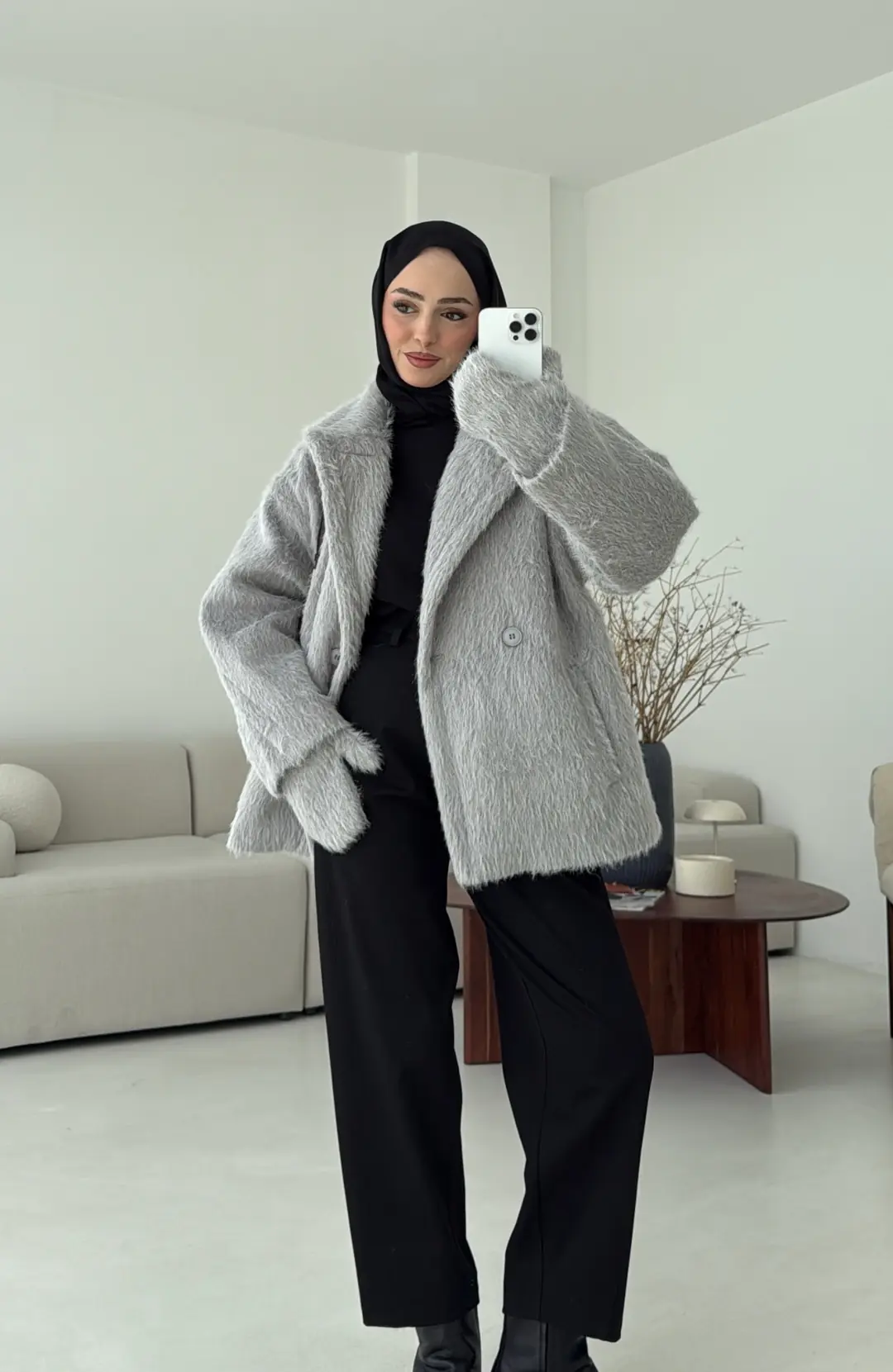 Maxmara Eldivenli Kaban Gri
