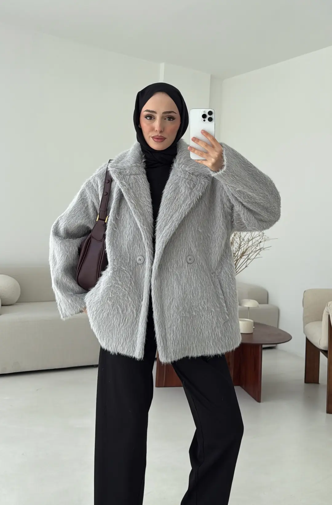Maxmara Eldivenli Kaban Gri