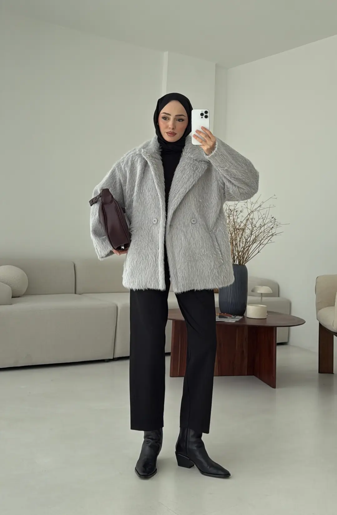 Maxmara Eldivenli Kaban Gri