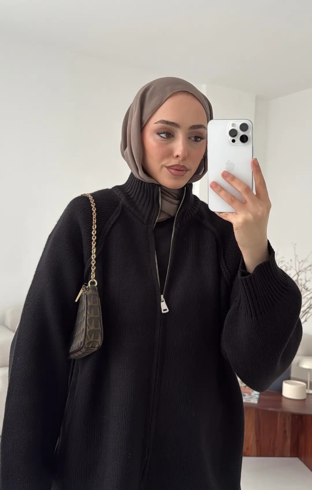 Çift Fermuarlı Hırka Siyah