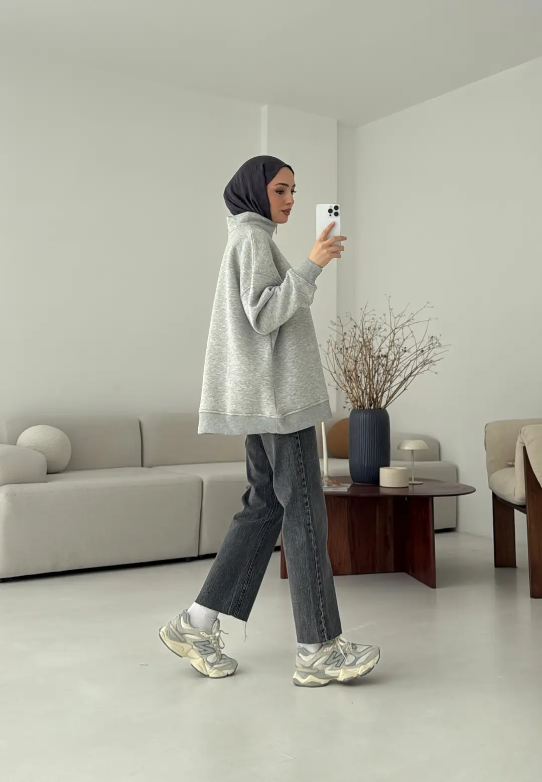 Yarım Fermuarlı Melanj Sweat