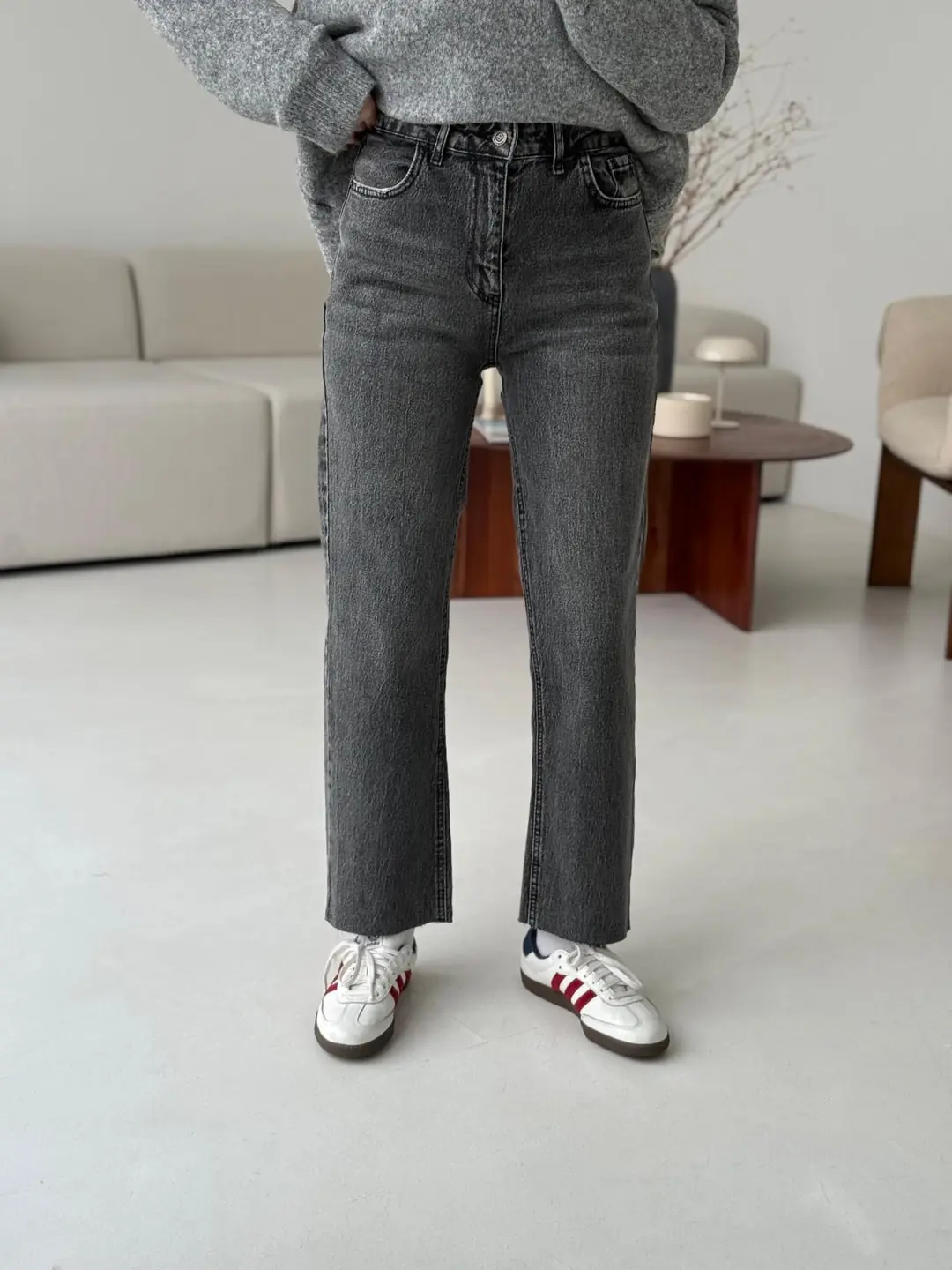Premium Paçası Kesik Hafif Gri Jean R160