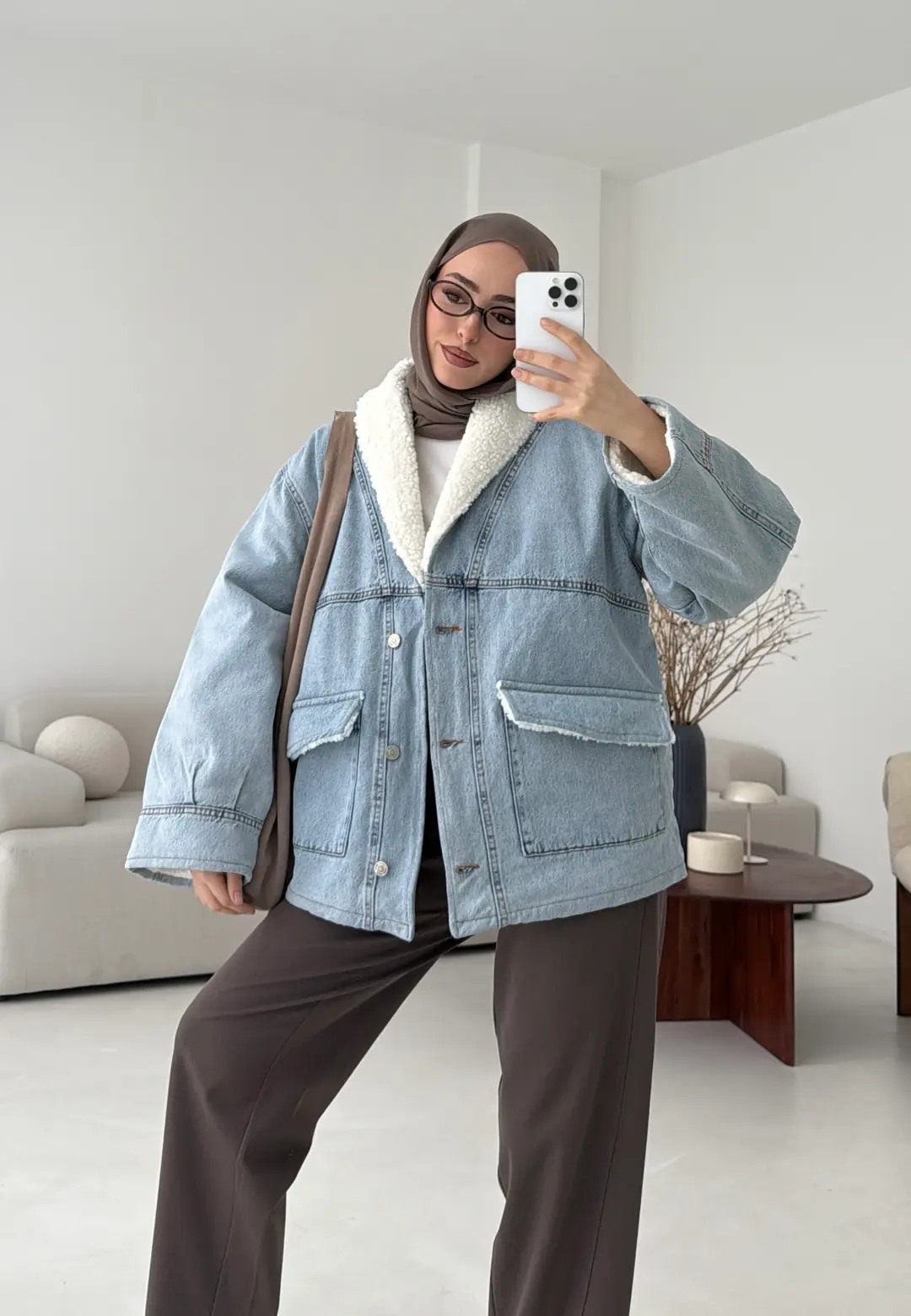 İçi Kürk Detay Denim Ceket