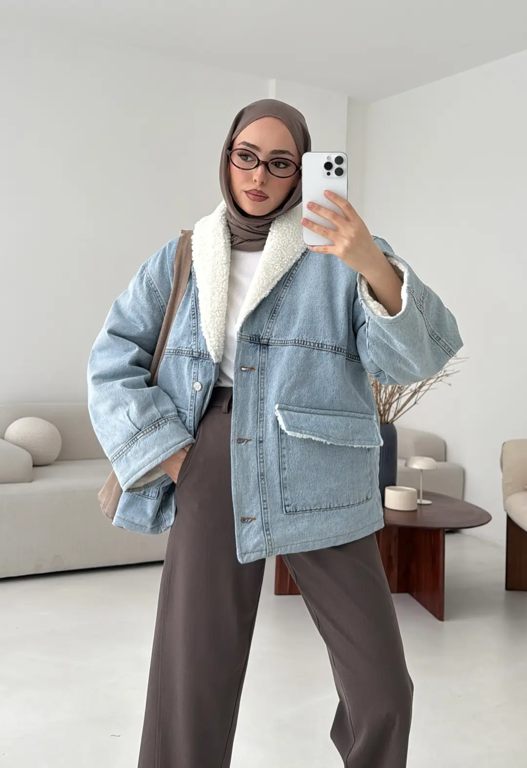 İçi Kürk Detay Denim Ceket