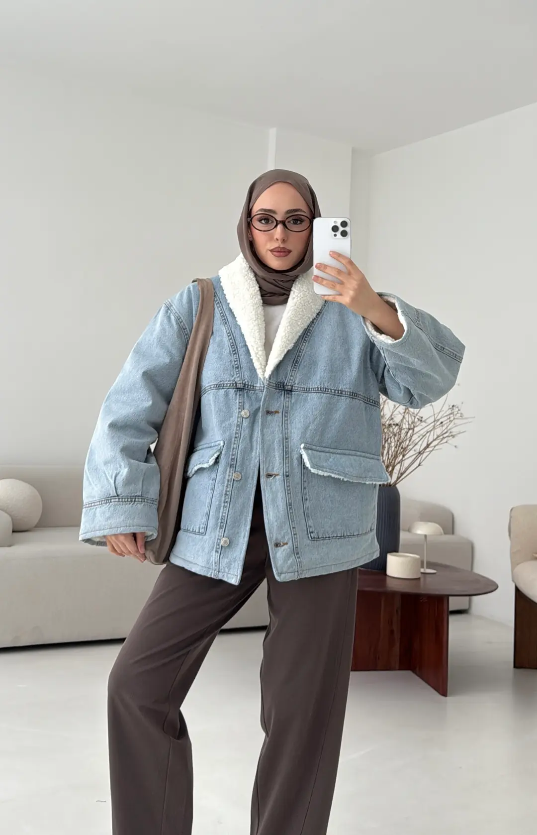 İçi Kürk Detay Denim Ceket