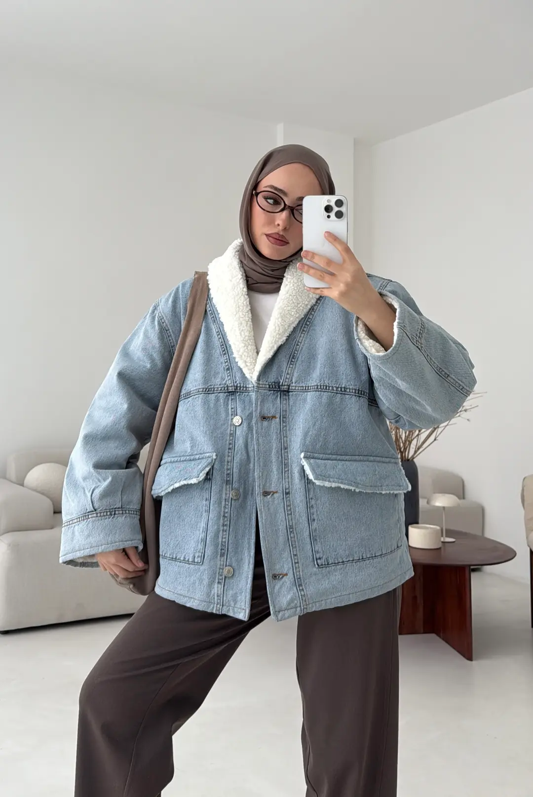 İçi Kürk Detay Denim Ceket