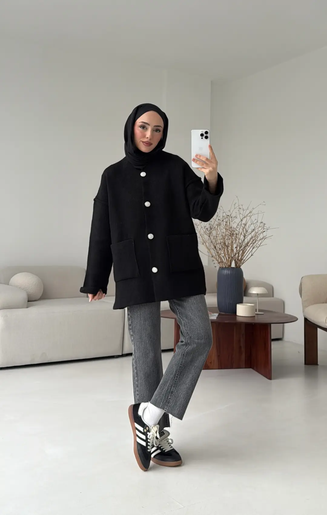 Double Kol Çelik Örgü Hırka Siyah