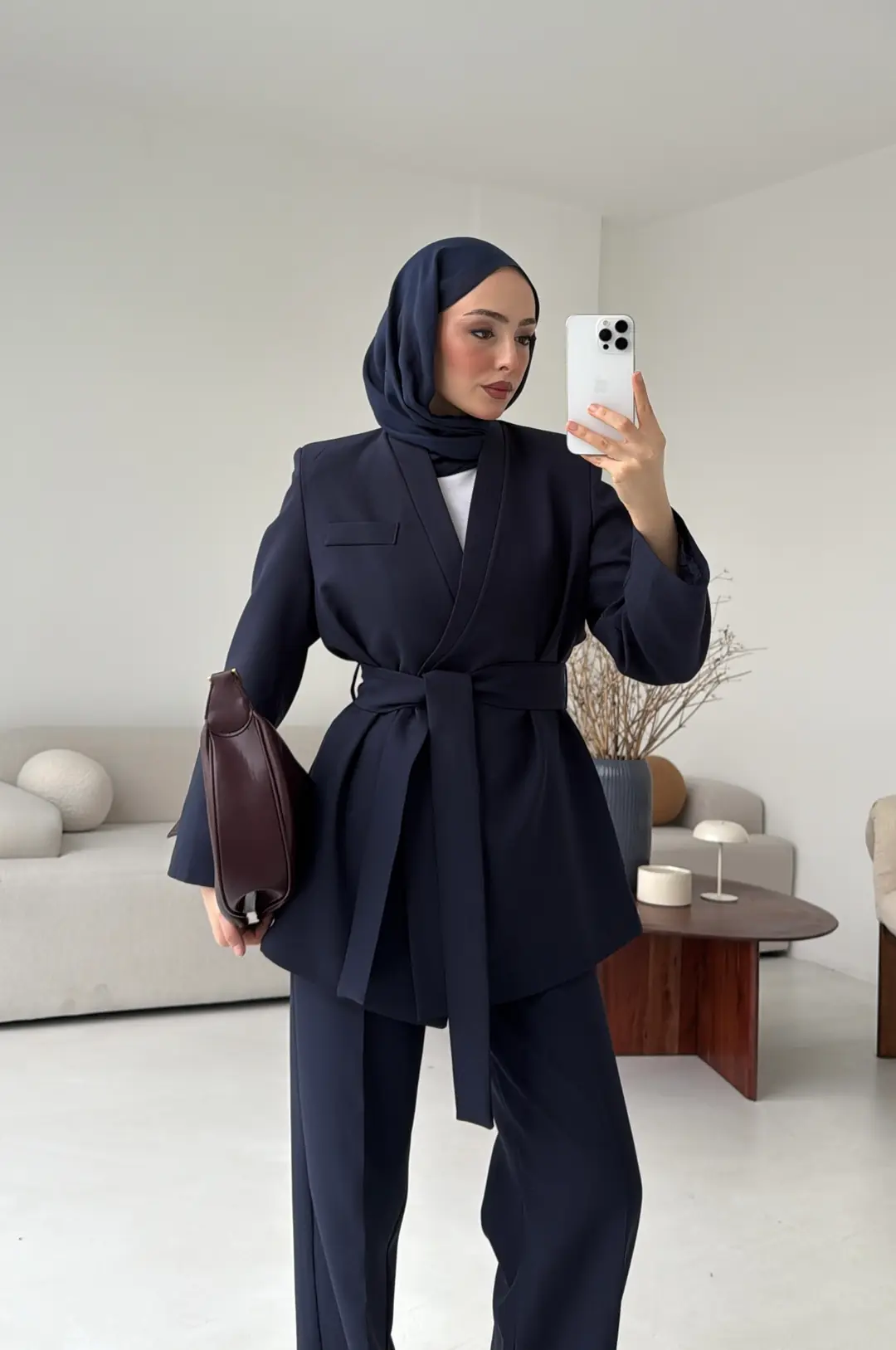 Bağlamalı Ceket Pantolon Takım Lacivert