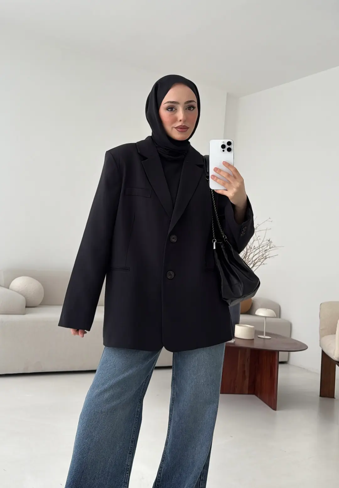 Oversize Yırtmaç Detay Ceket Siyah