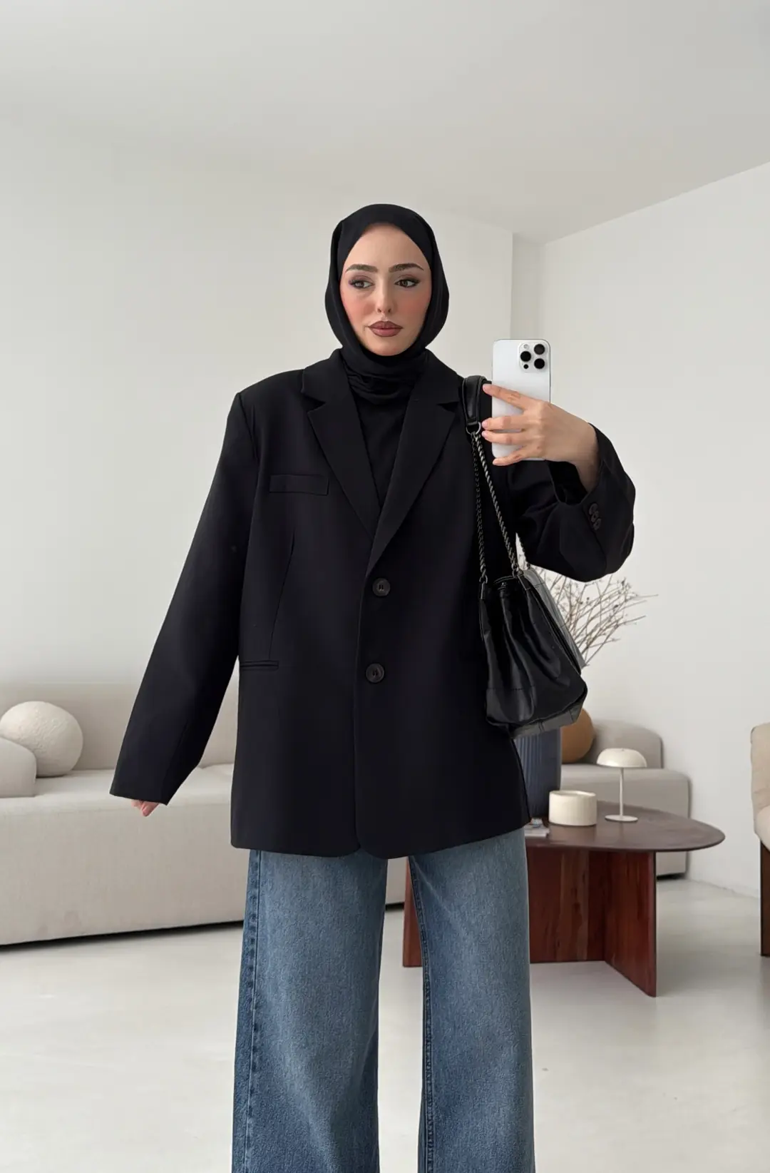 Oversize Yırtmaç Detay Ceket Siyah
