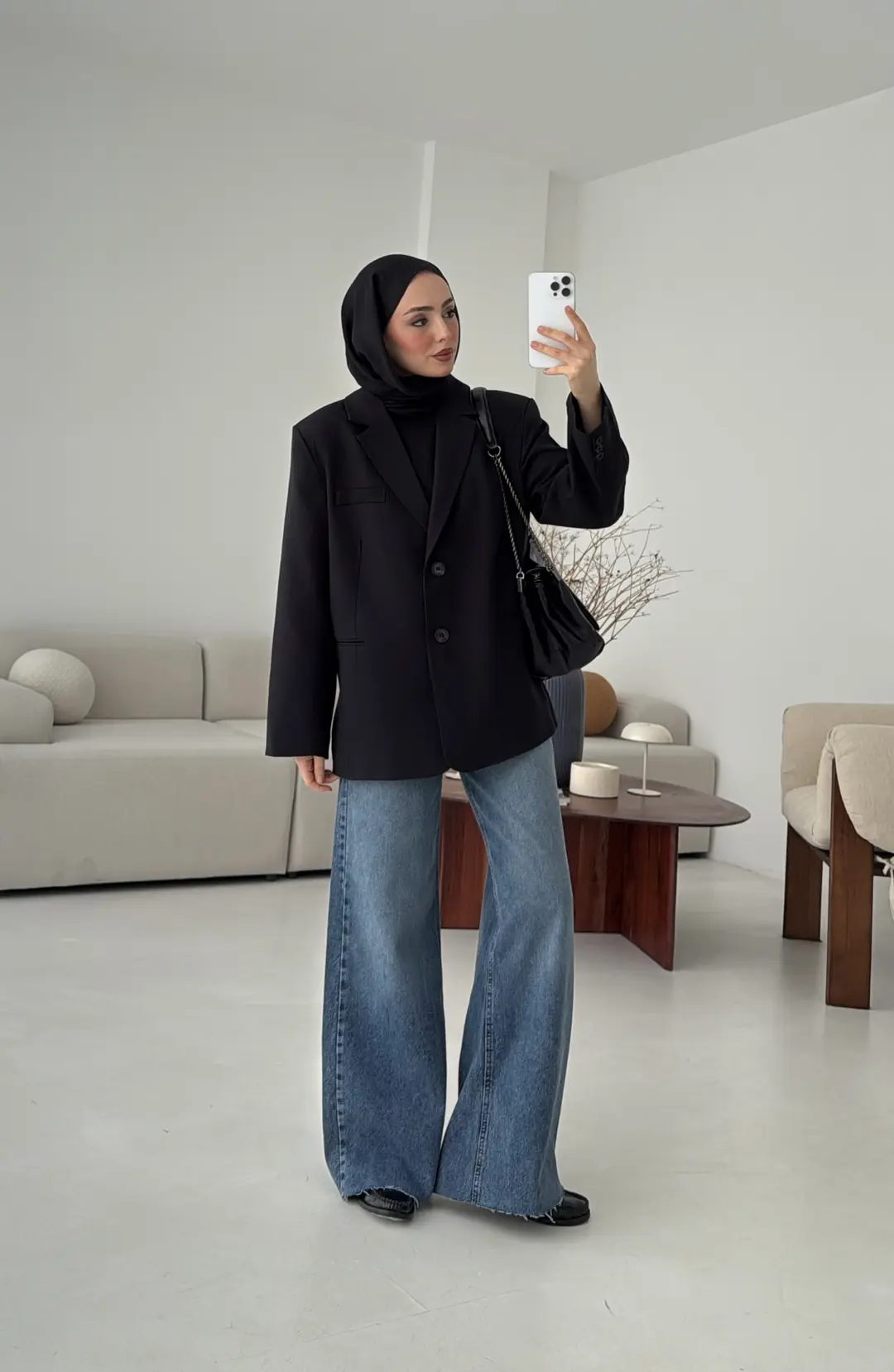 Oversize Yırtmaç Detay Ceket Siyah