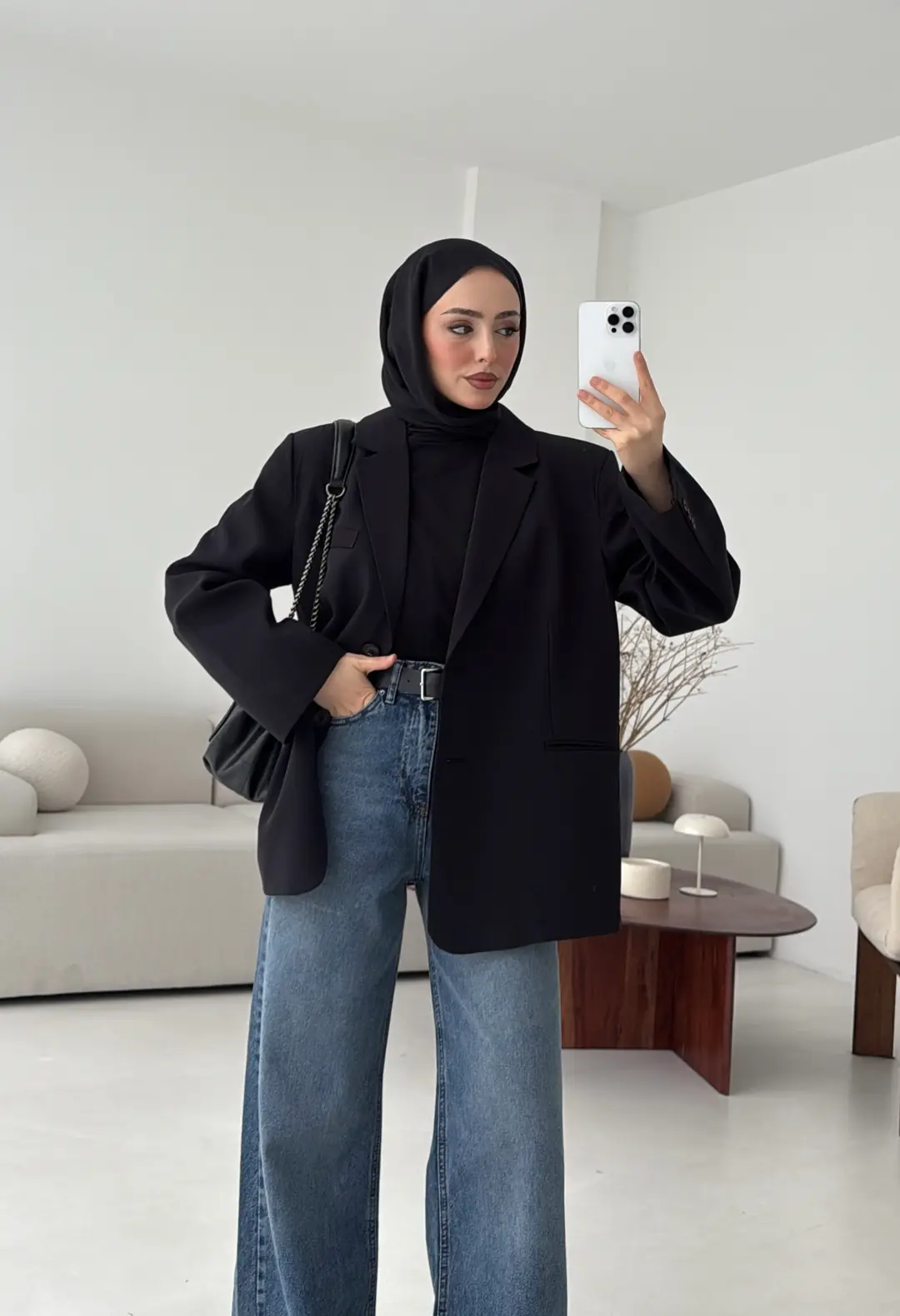 Oversize Yırtmaç Detay Ceket Siyah