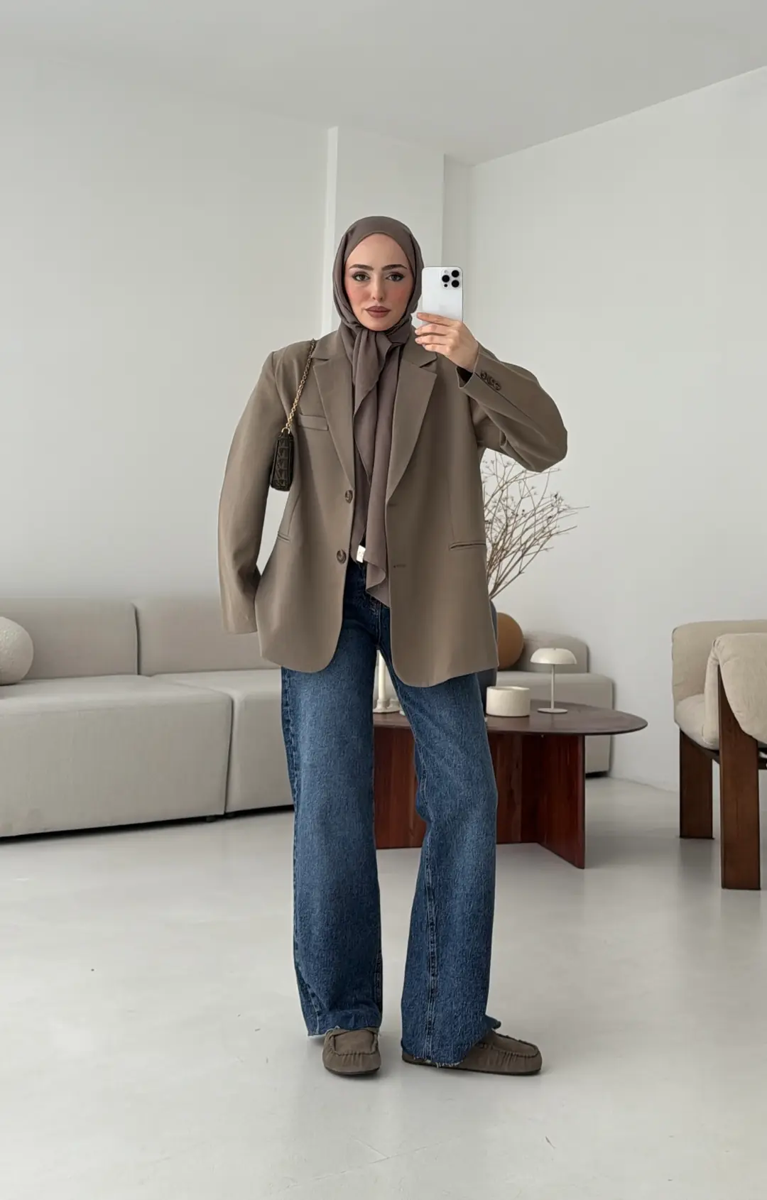 Oversize Yırtmaç Detay Ceket Vizon