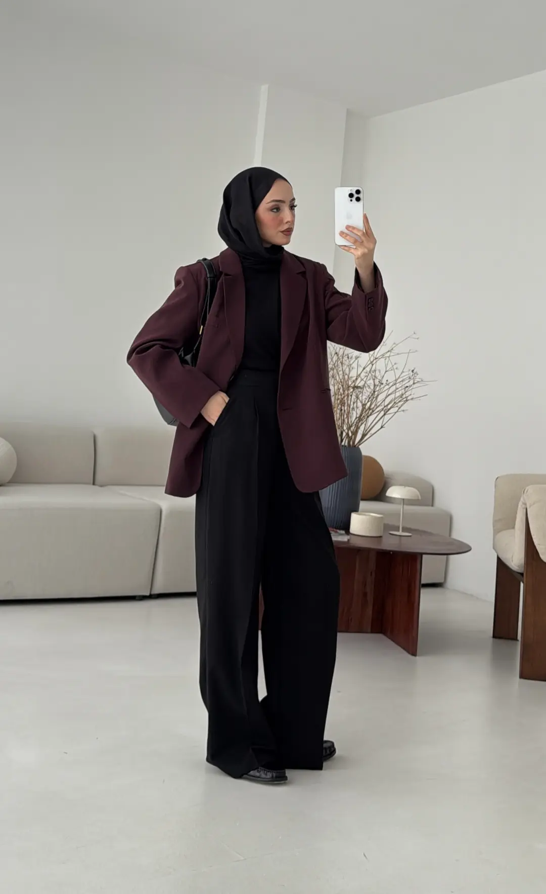 Oversize Yırtmaç Detay Ceket Bordo