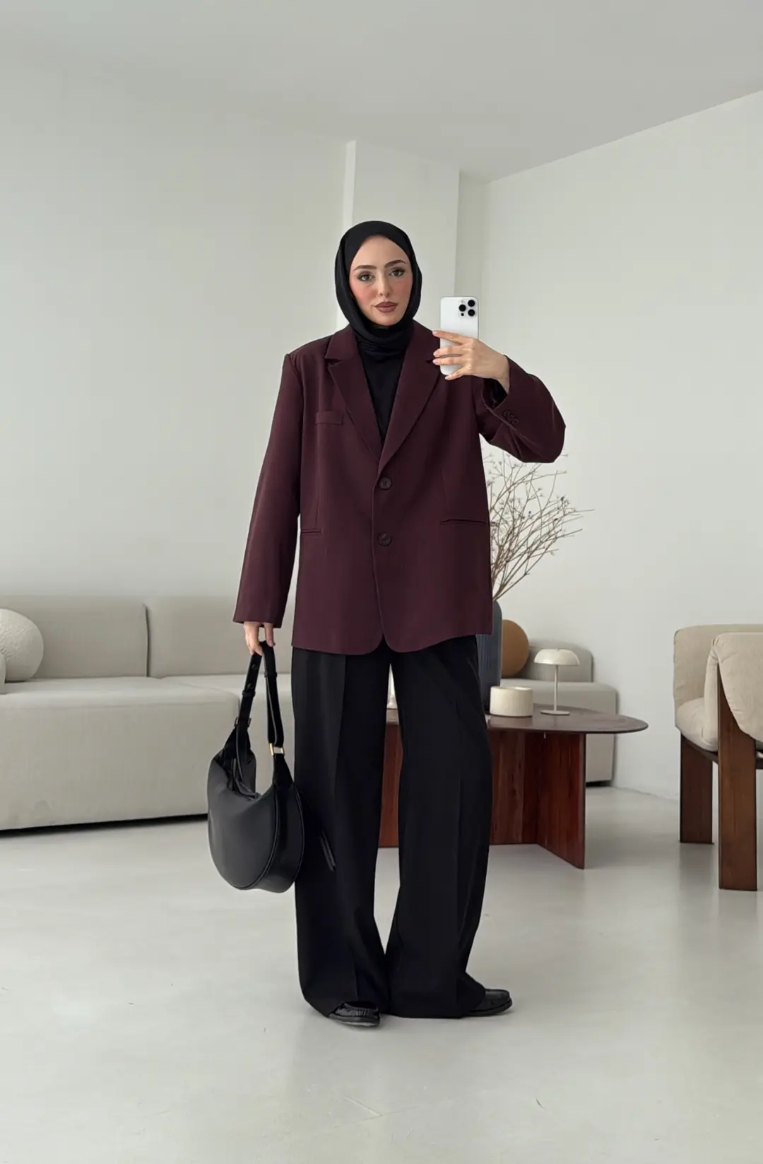 Oversize Yırtmaç Detay Ceket Bordo