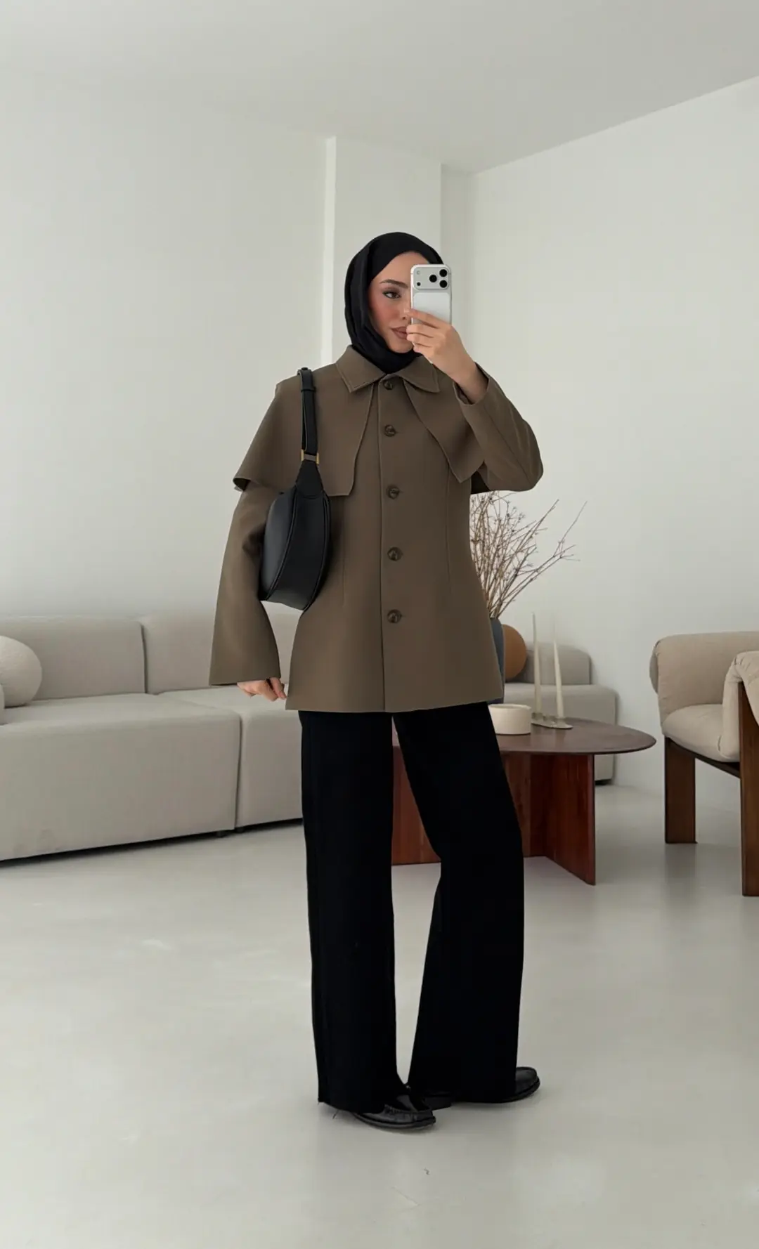 Pelerin Detay Fit Ceket Haki