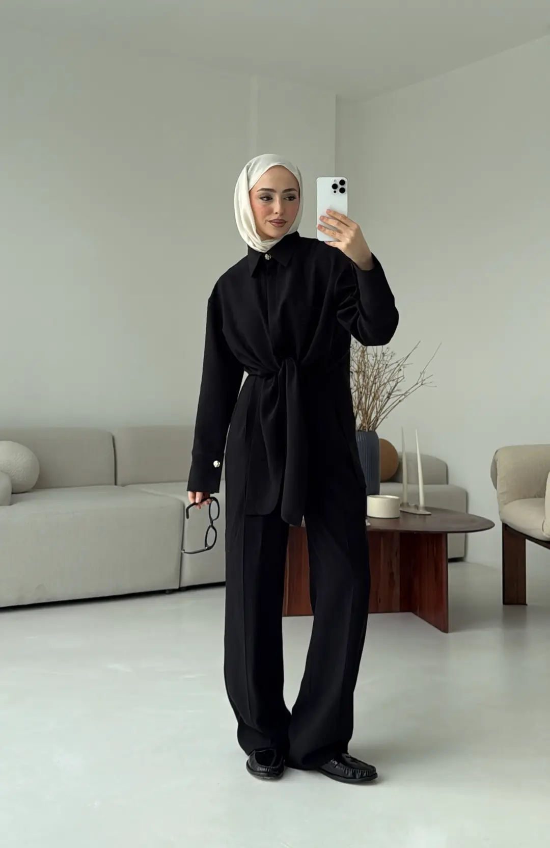 Bağlamalı Bluz Takım Siyah