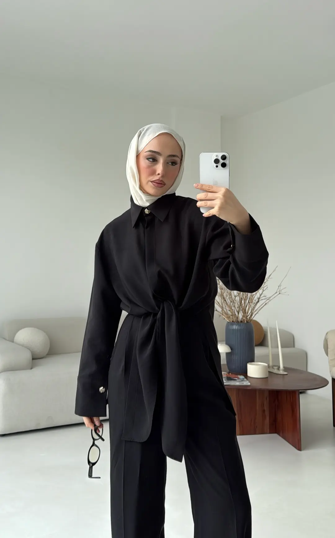 Bağlamalı Bluz Takım Siyah