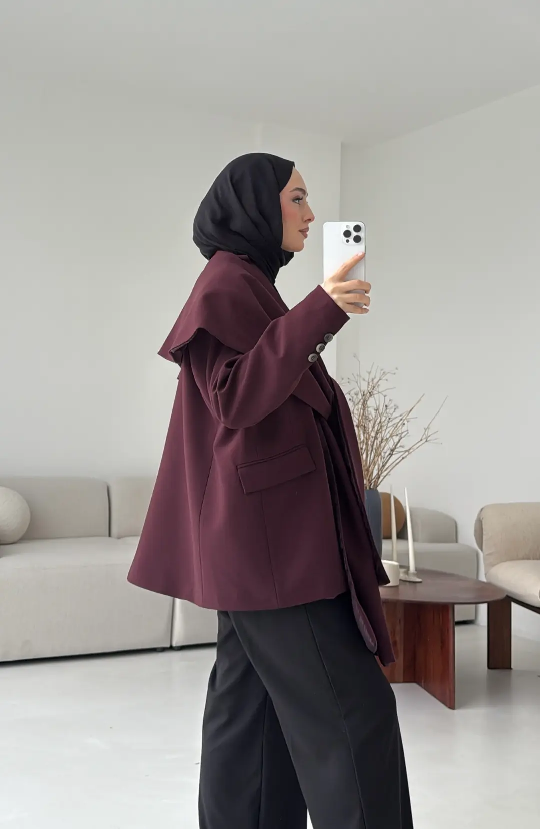Premıum Seyyar Atkılı Ceket Bordo
