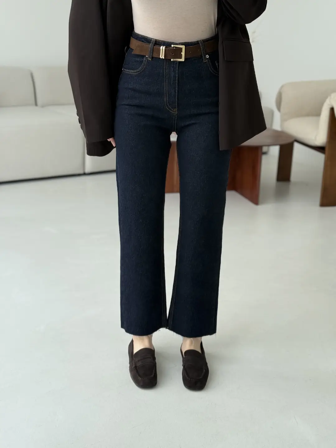 Premium Paçası Kesik Kemerli Jean R-171