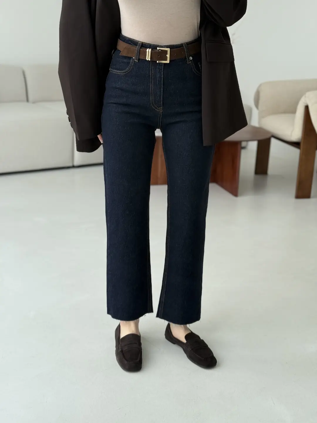 Premium Paçası Kesik Kemerli Jean R-171