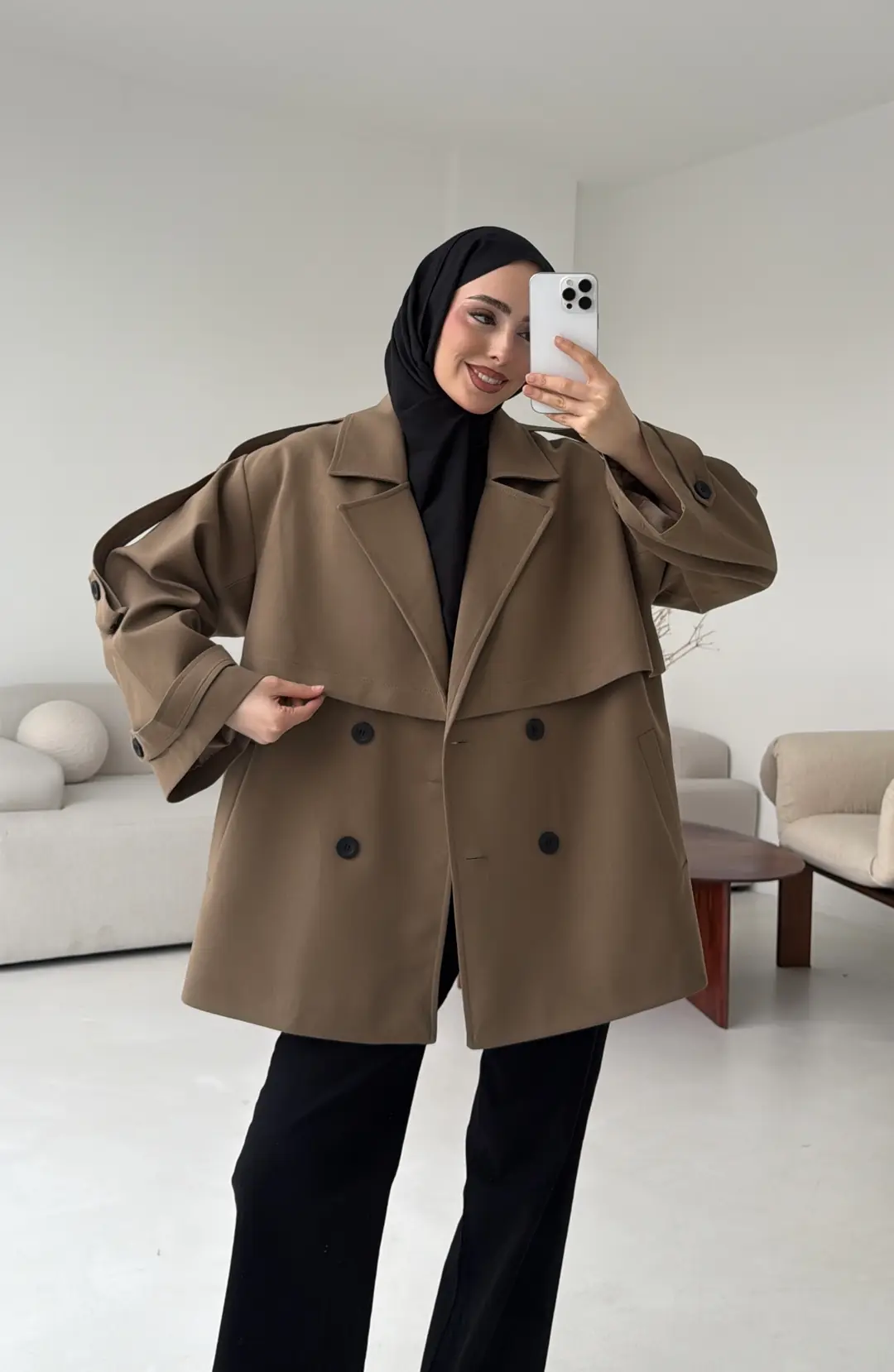 Kısa Trenç Caramel