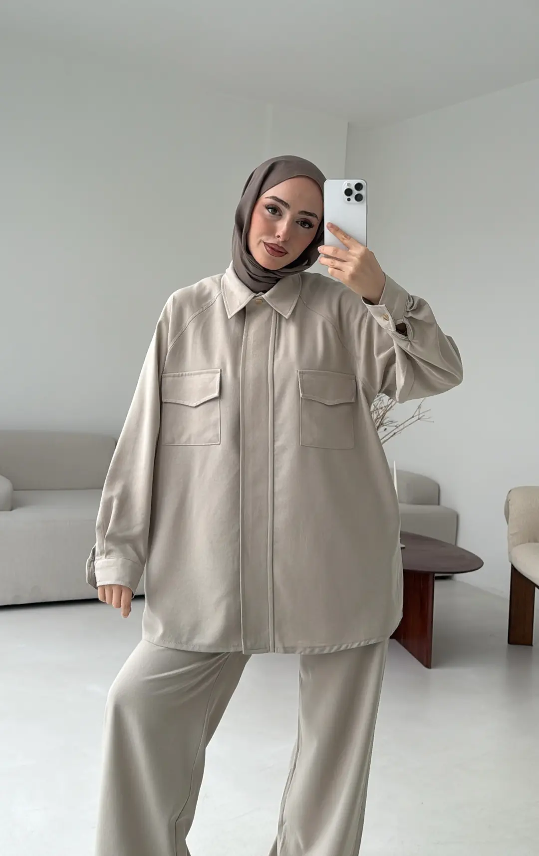 Bağcıklı Bluz Pantolon Takım Taş