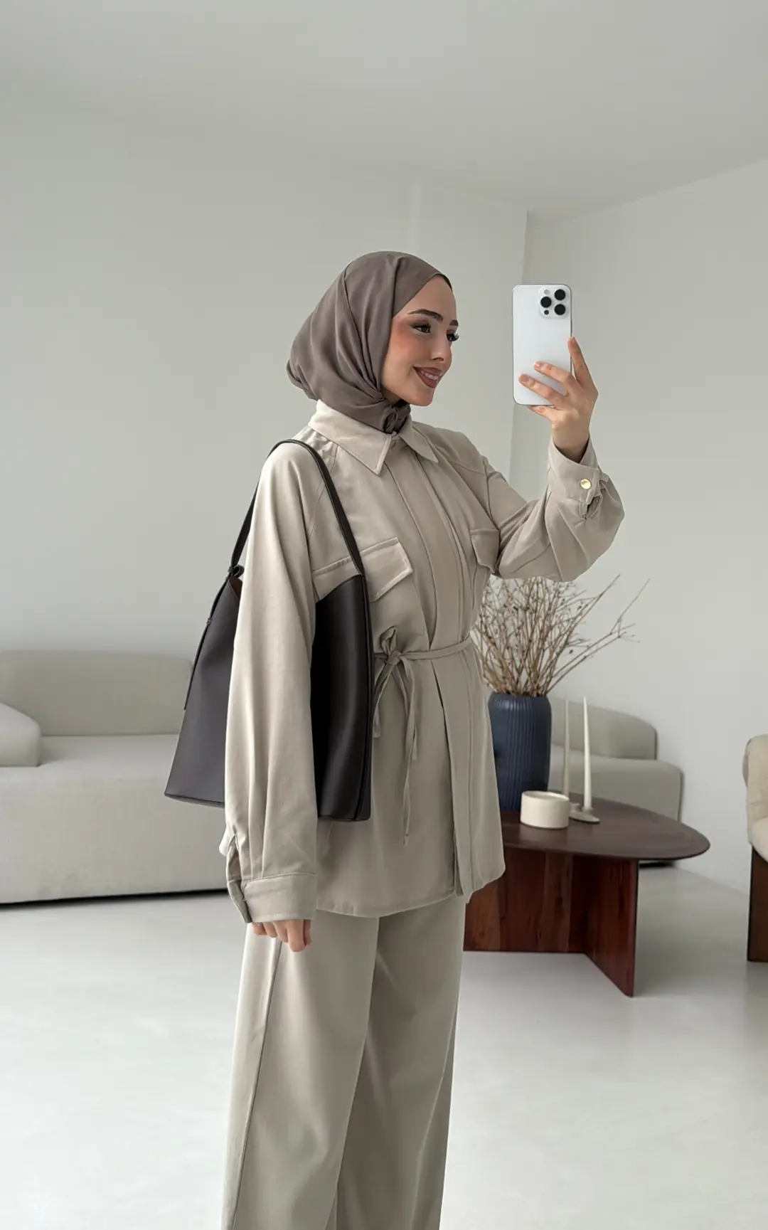 Bağcıklı Bluz Pantolon Takım Taş