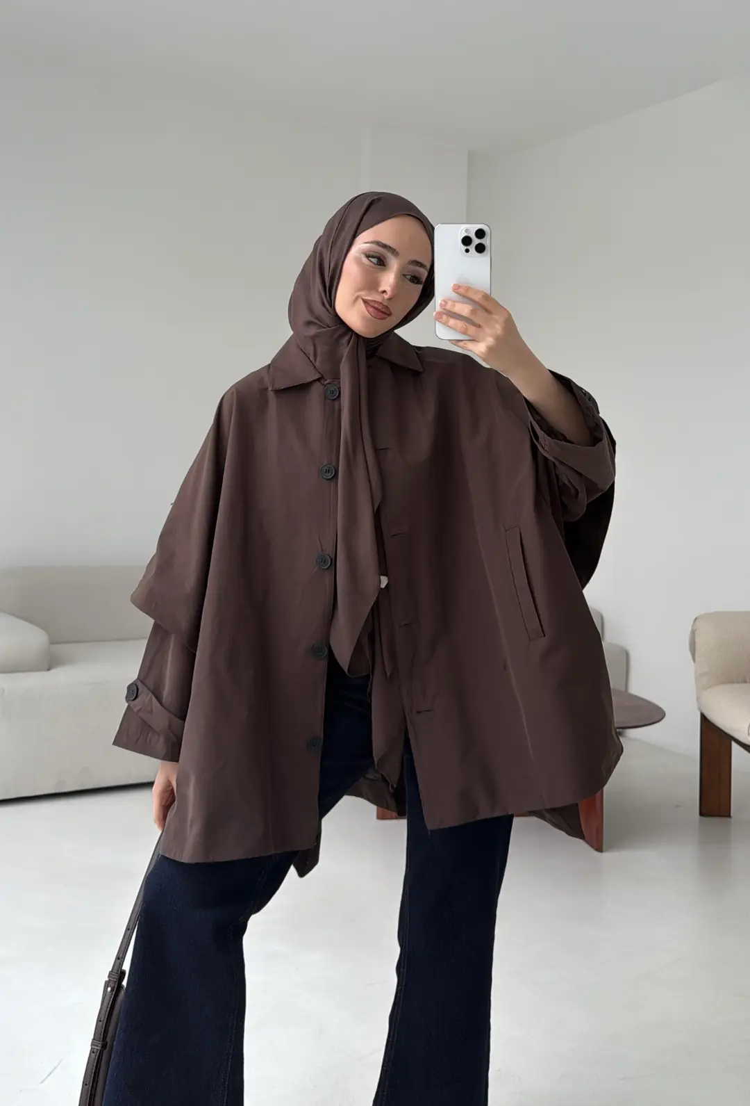 Oversize Panço/Trenç Kahve