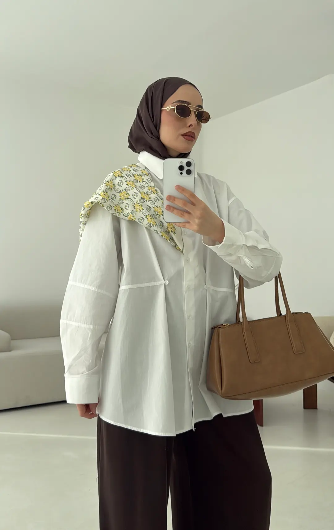 Poplin Düğme Detay Gömlek Beyaz
